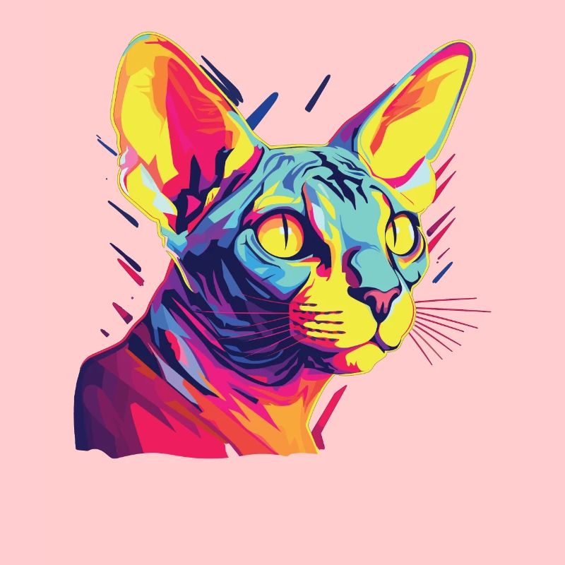 Chat Aquarelle Coloré Sphynx Chat