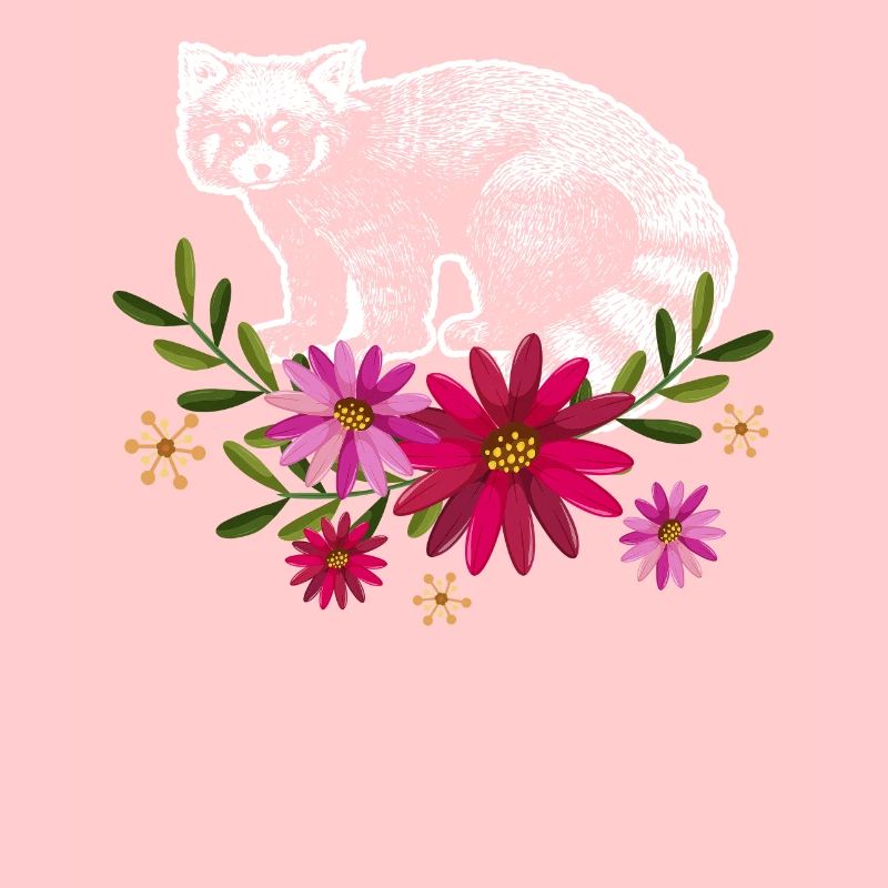Red Panda With Flowers