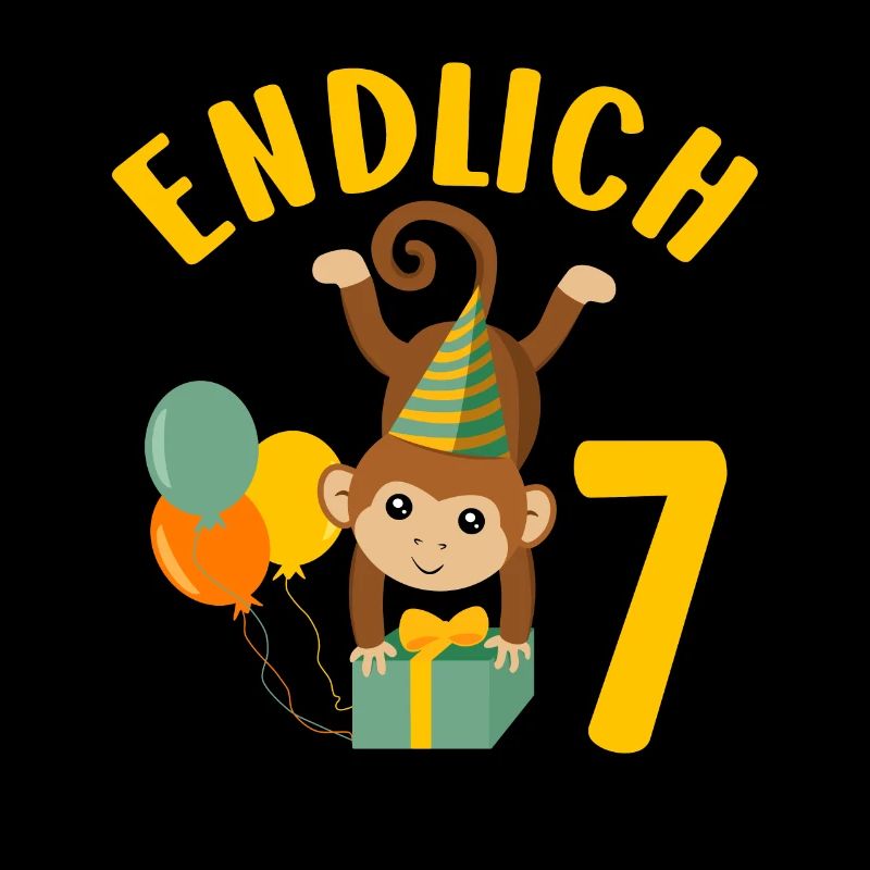 7. Geburtstag Geschenk Endlich sieben Jahre Affe