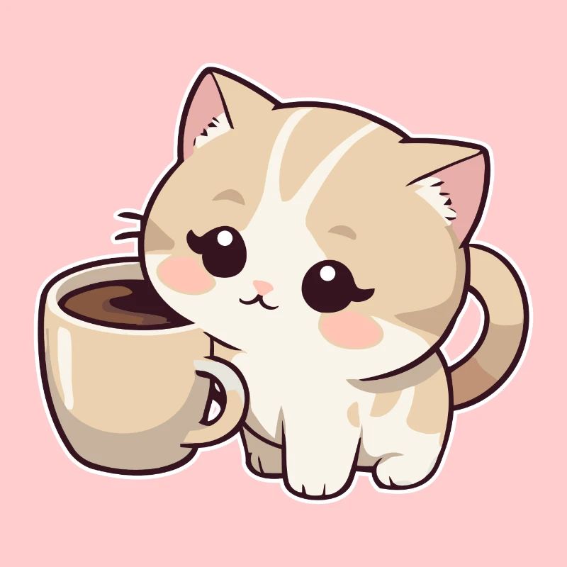 Chaton avec tasse à café