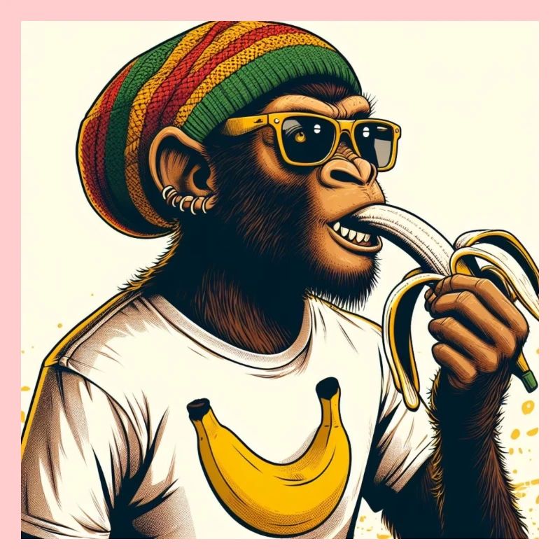 Cool monkey eats banana