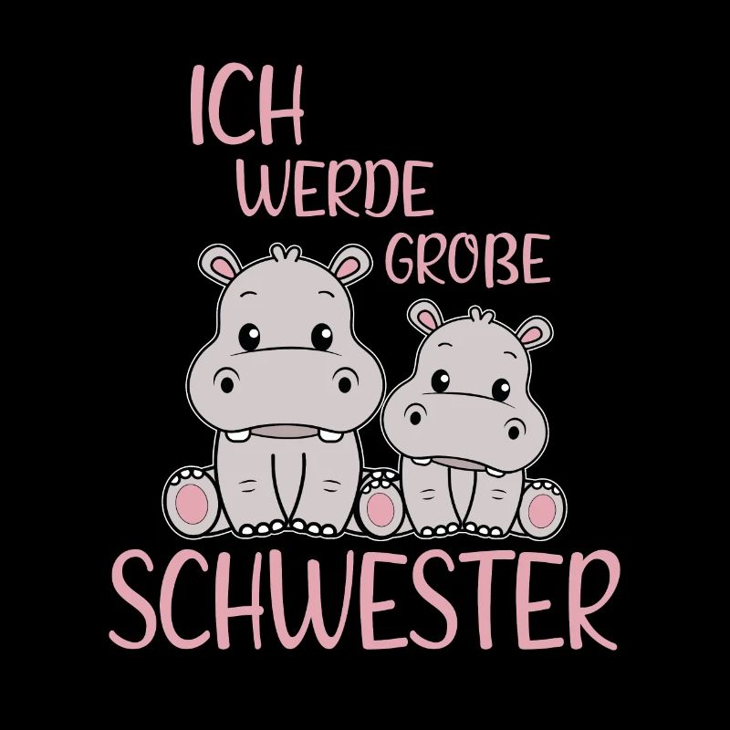 Bald Große Schwester Verkünden Süße Nilpferd Babys