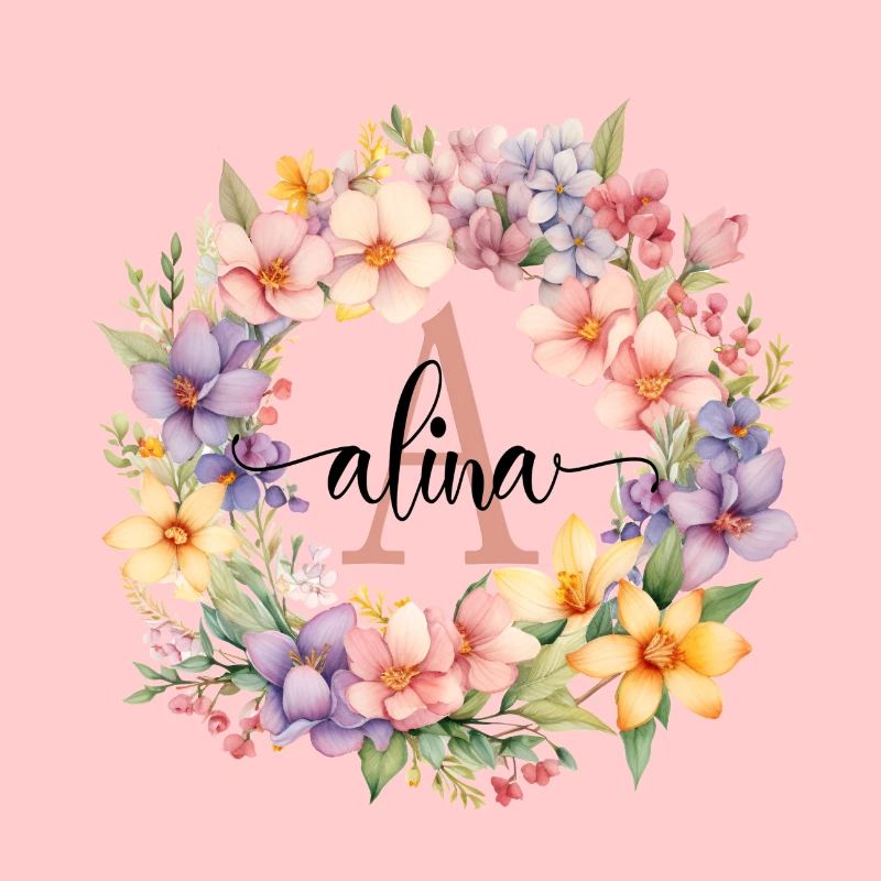 A| Monogramme | Nom | Alina | Aquarelle | Coloré