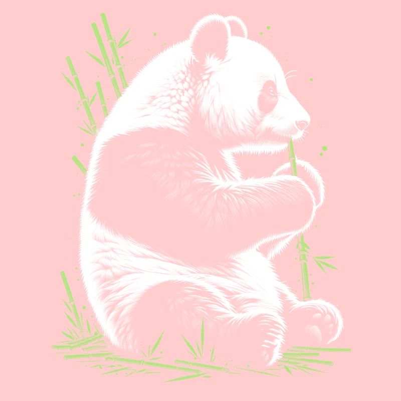 Panda mignon avec bambou vert