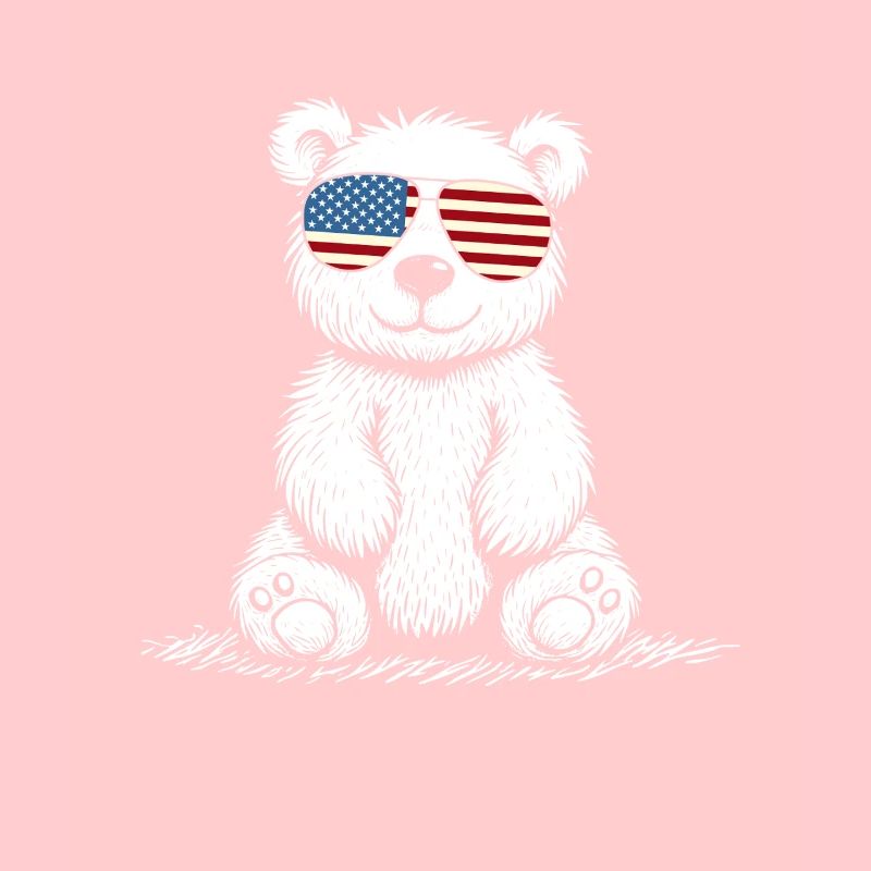 Funny teddy bear with US sunglasses