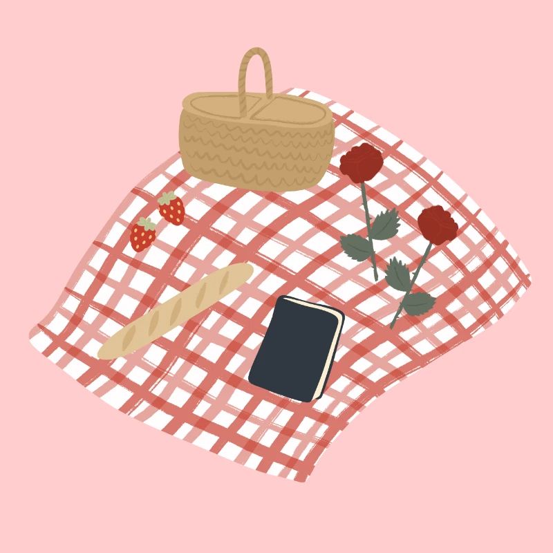 Rustikale Picknickszene Illustration