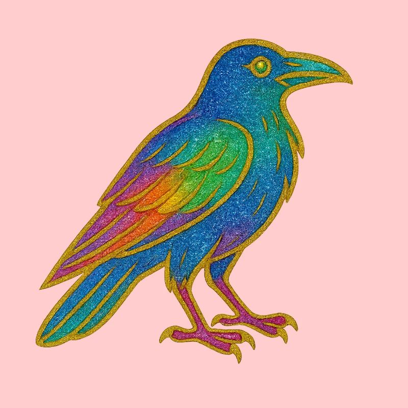 Conception de patch de corbeau arc-en-ciel