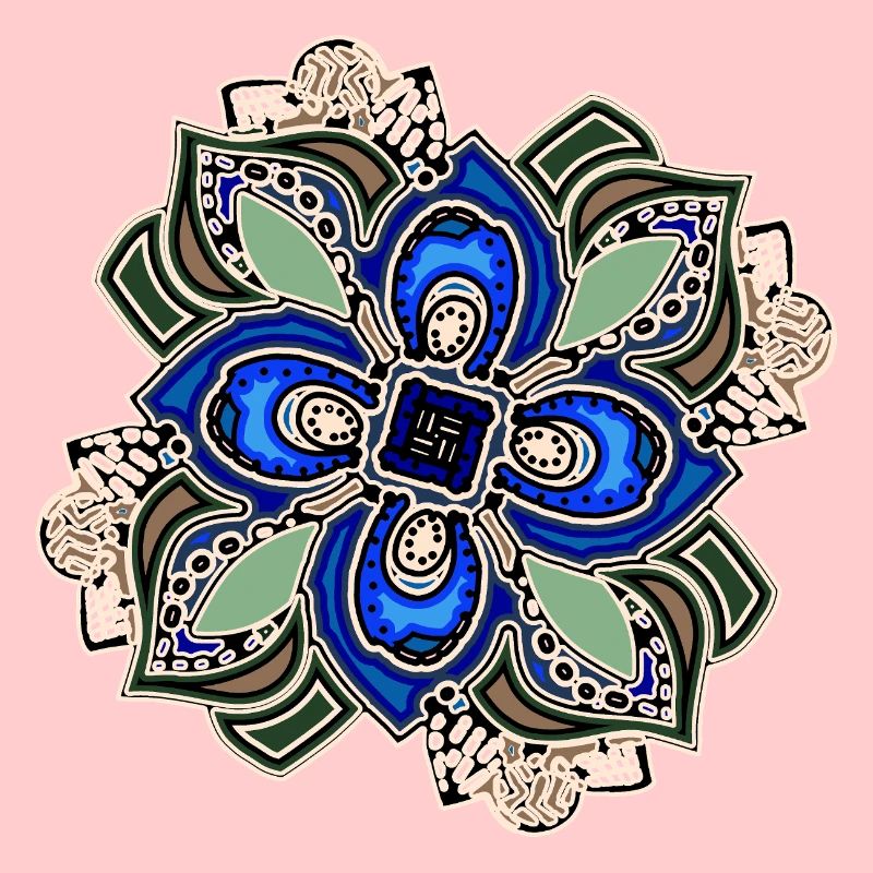 Teal Extravagant Mandala Flower