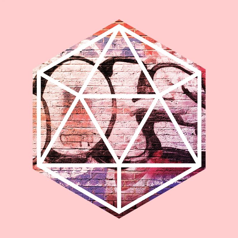 Prisme de graffiti géométrique sur mur de briques