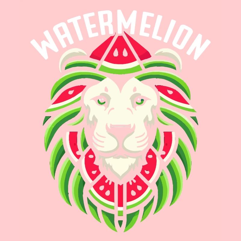 Lion d'été drôle de pastèque