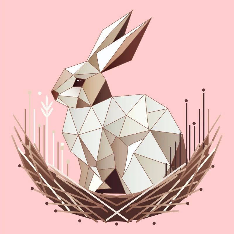 Geometric bunny in the nest – stylish Easter design