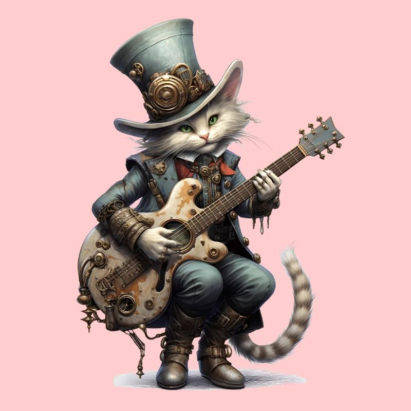 Guitare Playing Cat Steampunk