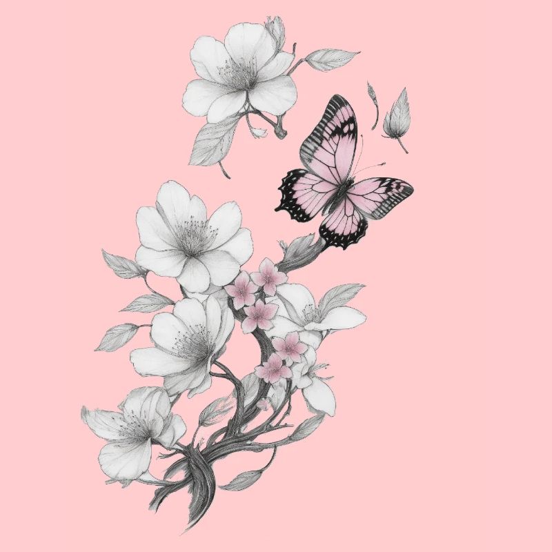 Papillon avec fleur