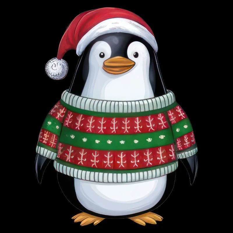 Pingouin de Noël avec chapeau de Père Noël