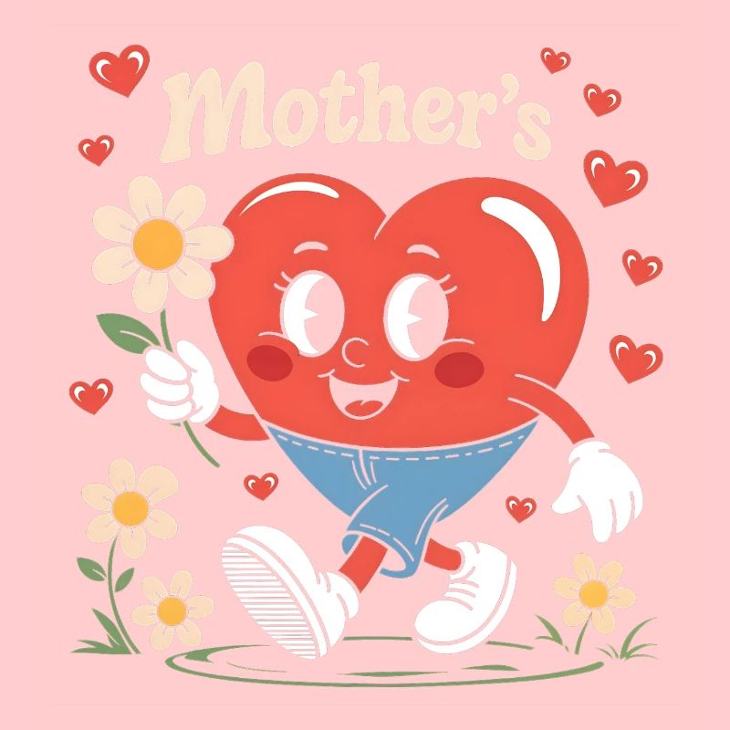 Muttertag Retro Herz mit Blumen
