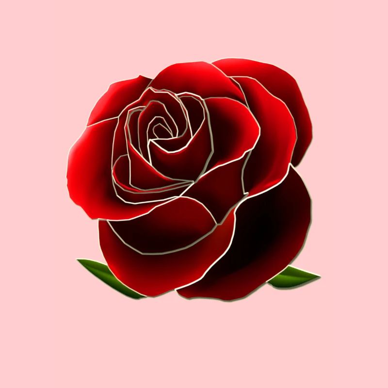 Rote Rose, Blüte mit glänzenden Rändern, 3D Optik