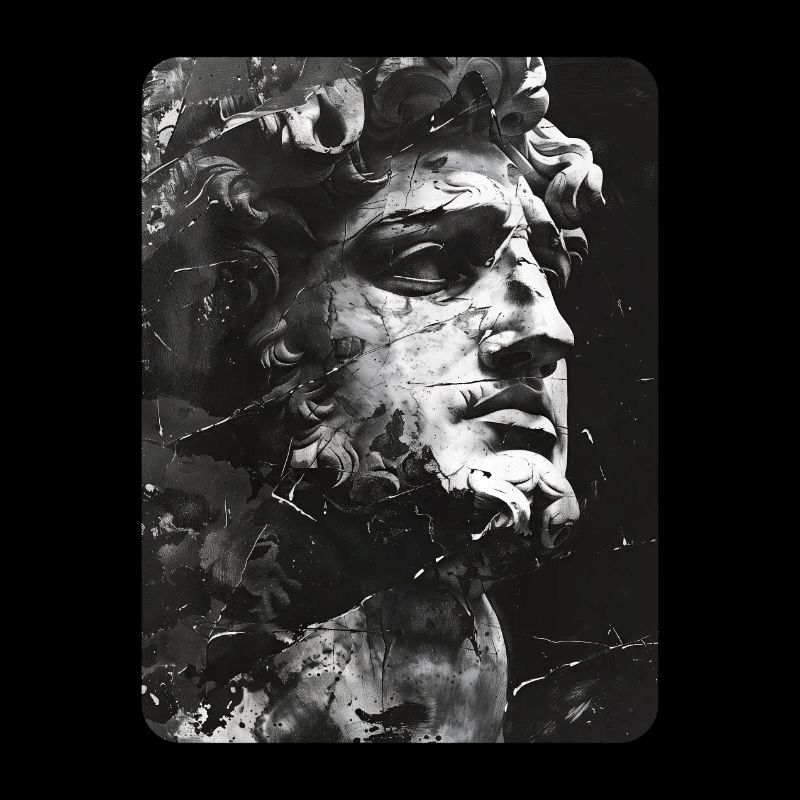 zerbrochenes Gesicht einer Marmorstatue