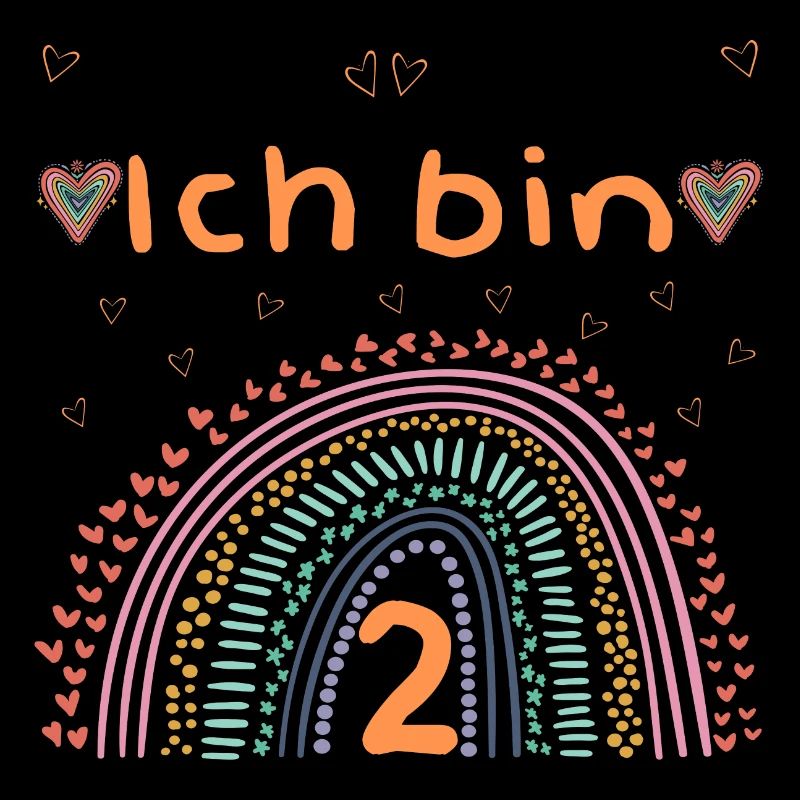 Kindergeburtstag Ich bin 2, Regenbogen Herz