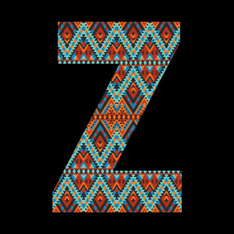 Buchstabe Z - Boho-Design, Buntes Monogramm