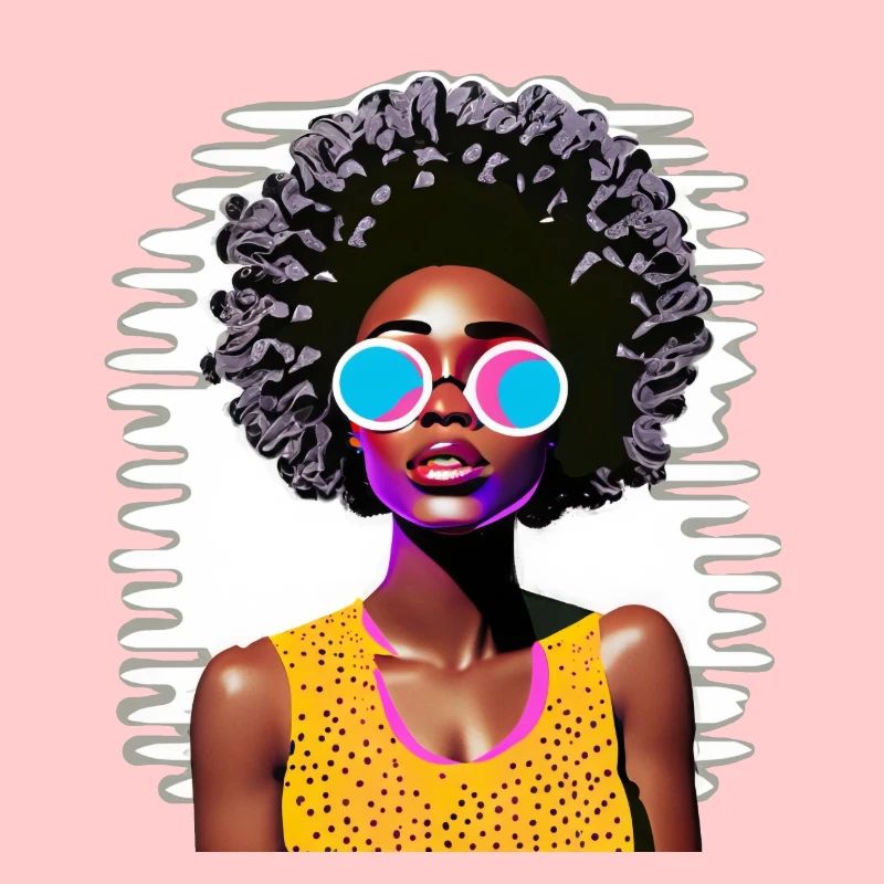 Frau mit Afro in Pop Art Stil