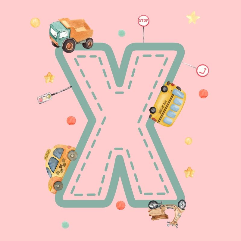 Letter x vehicle - personalized child gift