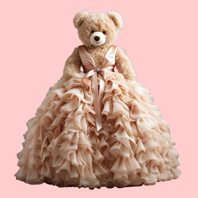 Teddybär im Brautkleid