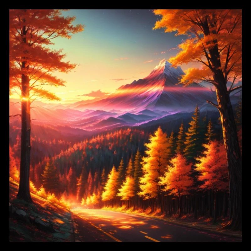 Sunset on the forest