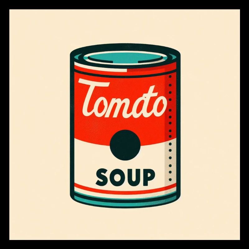 Boîte de soupe à la tomate en risographe