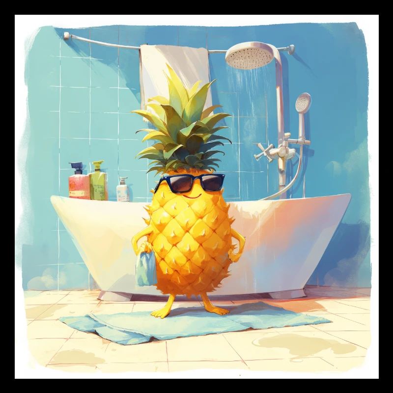 Drôle d’ananas prend une douche