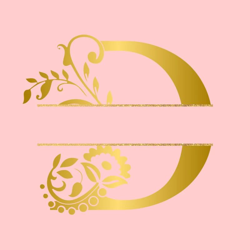 Personalized floral gold letter D - gift idea