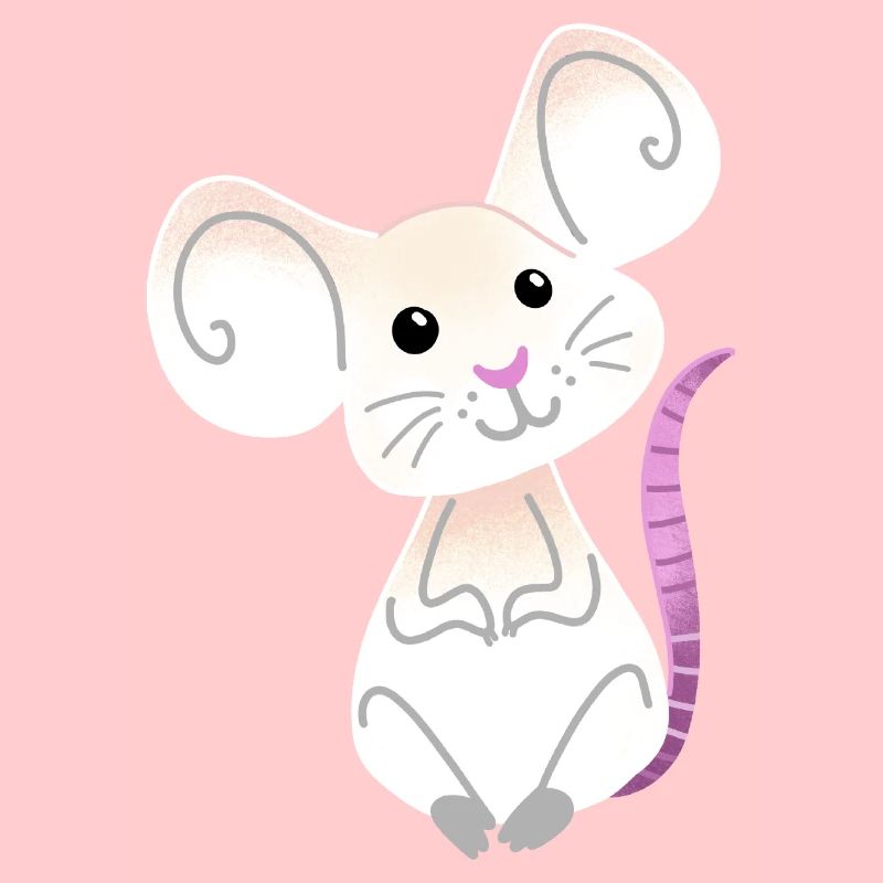 Hand gezeichnete weiße Maus sitzend