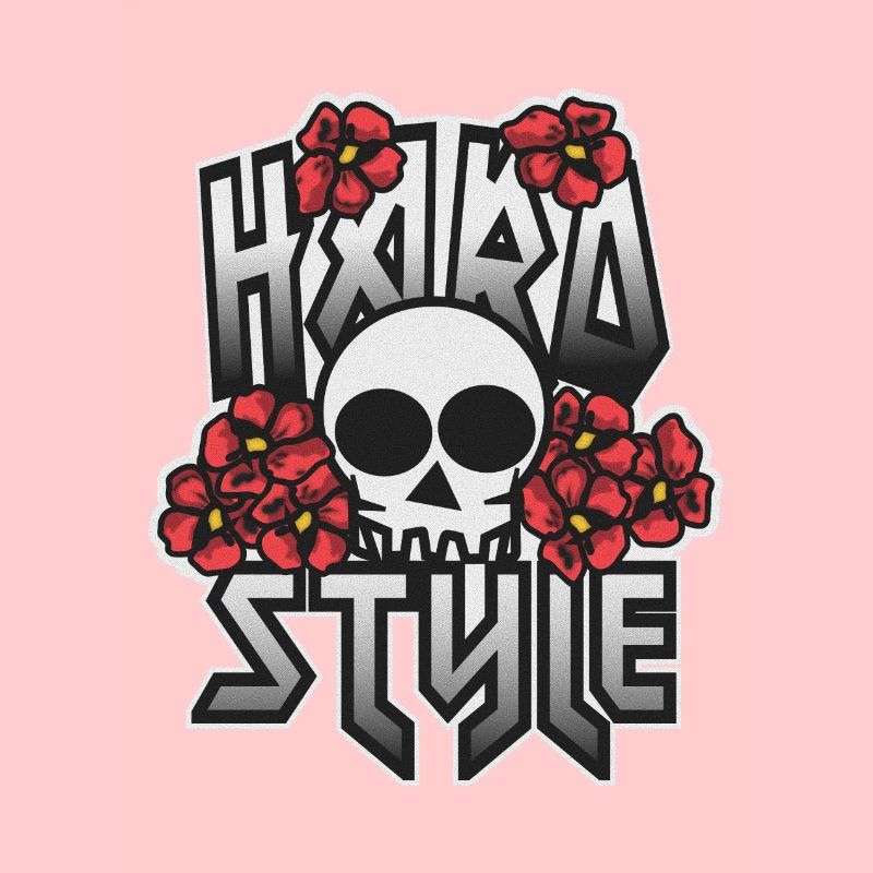 Crâne HARD STYLE incrusté dans les fleurs