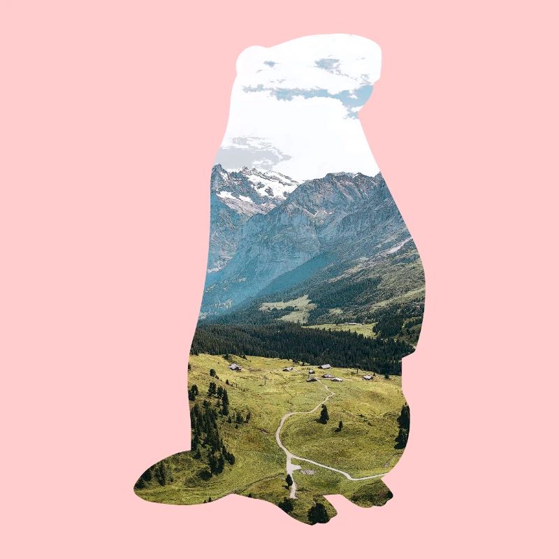 Cadeau de marmotte alpine animaux double exposition