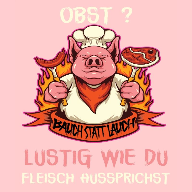 Witziges Schwein mit Fleischspruch