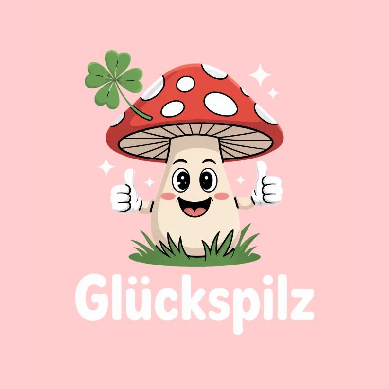 Champignon chanceux drôle avec trèfle