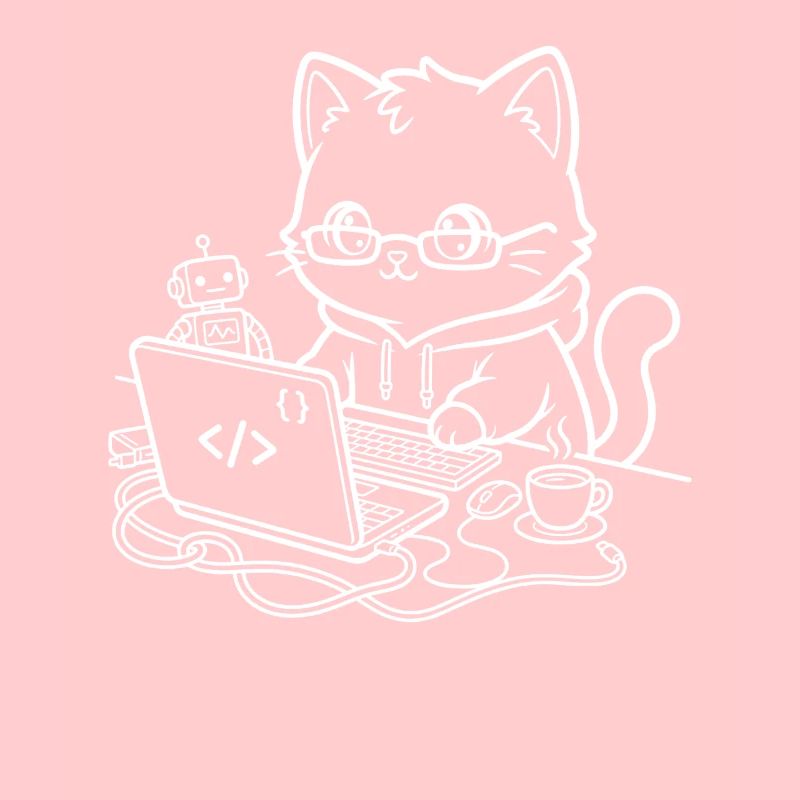 Coder Kawaii Katze Programmierer