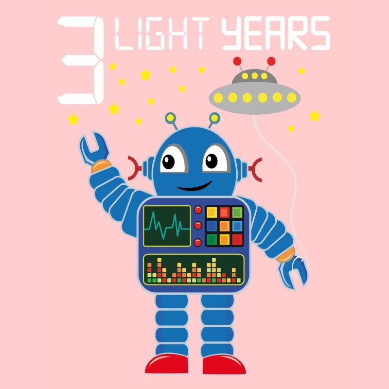 Robot congratulates 3 light years old three years