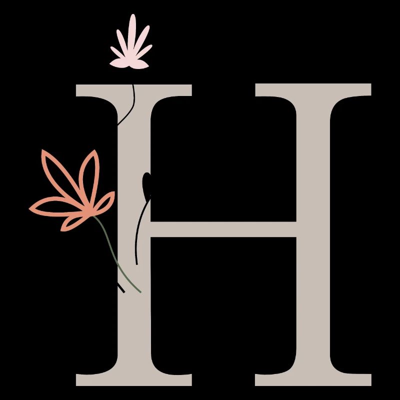 H, Buchstabe H mit Blumen