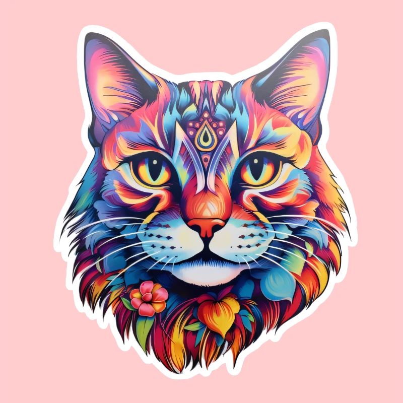 Illustration psychédélique de chat