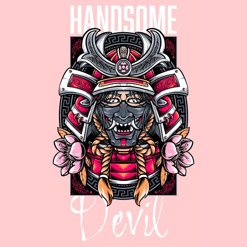 Japanese Demon Art Face Skull Devil Oni Vaporwave