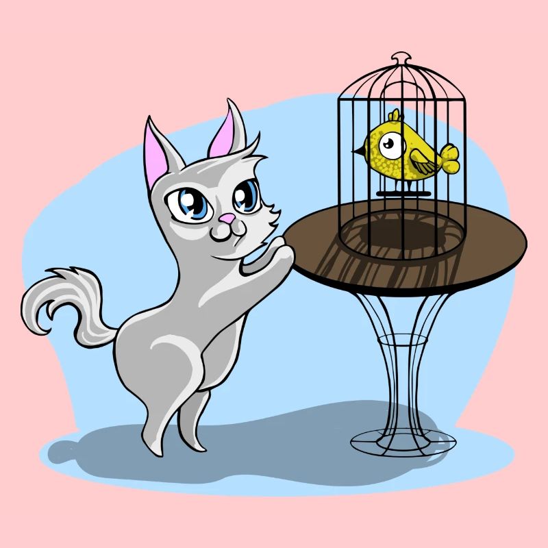Cat with bird