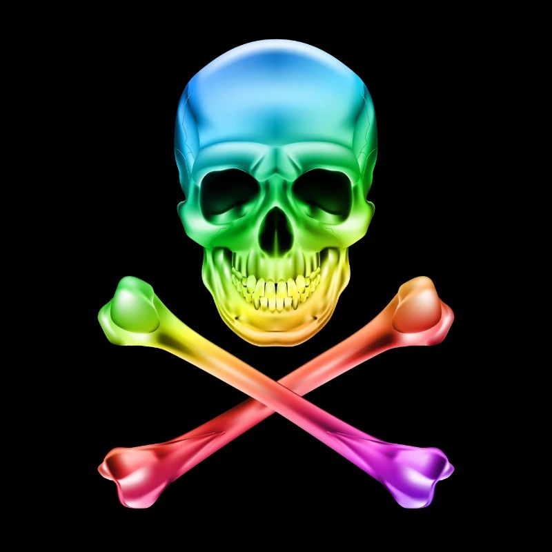 Schädel und Knochen Bunt