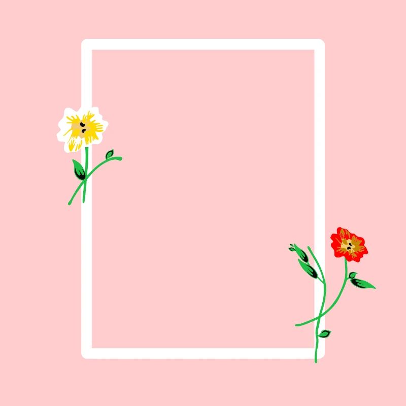 Cadre blanc à décor floral