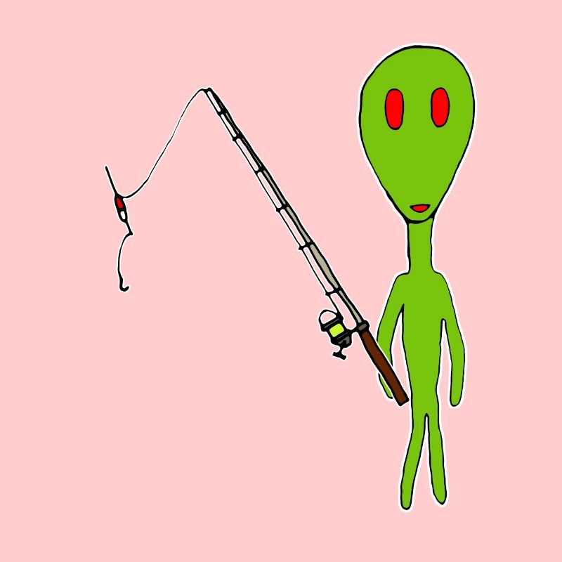 Lustiges Alien mit Angelroute