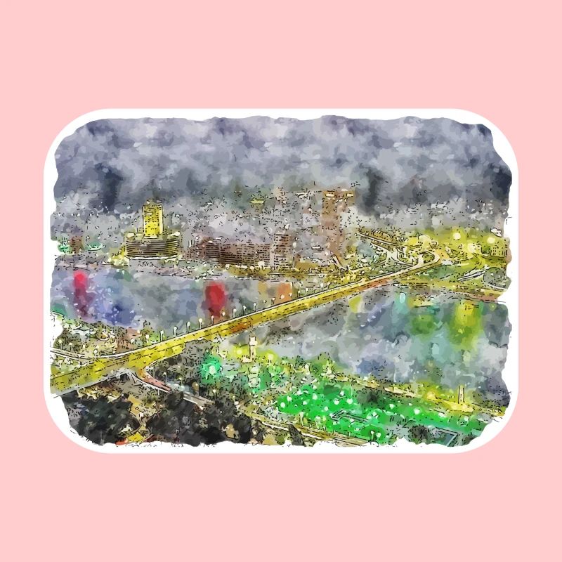 Le Caire Egypte Aquarelle Esquisse Dessinée Illustration