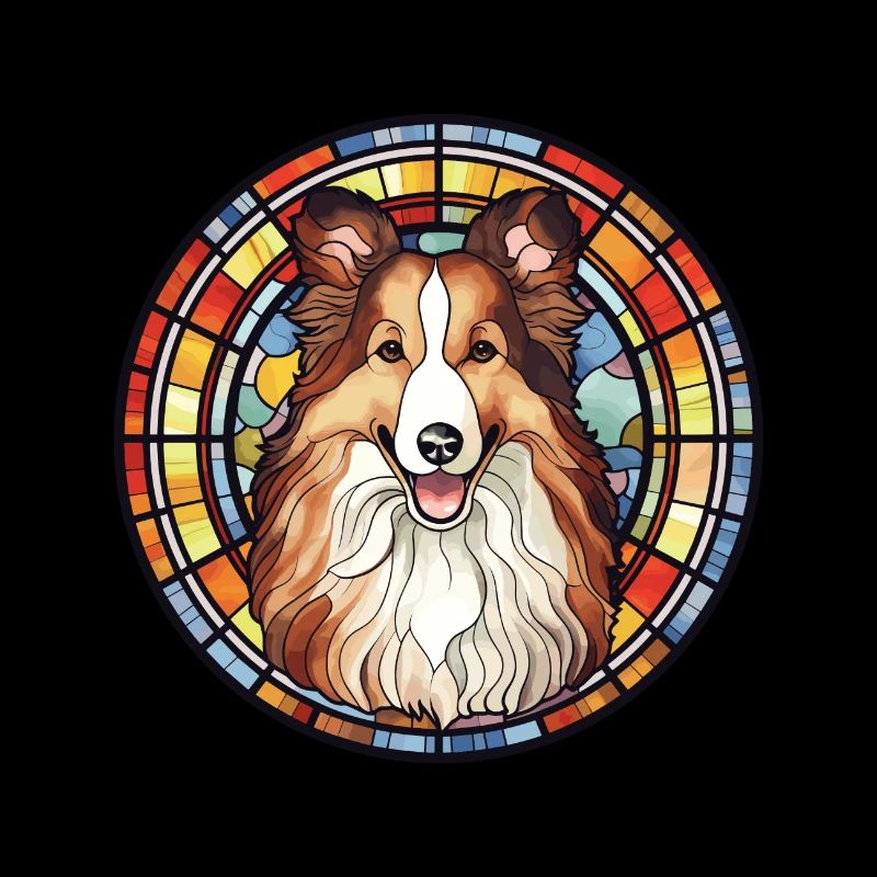 Sheltie Hunderasse Buntes Glas Buntes Wassercolo