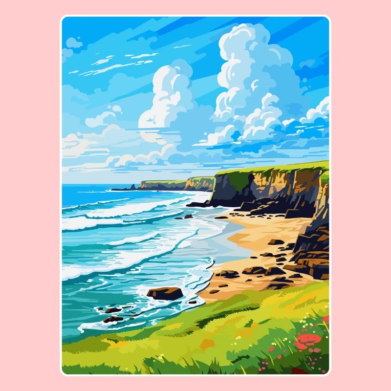 Bude, Cornouailles, Angleterre, Royaume-Uni, Affiche de voyage, Souvenir