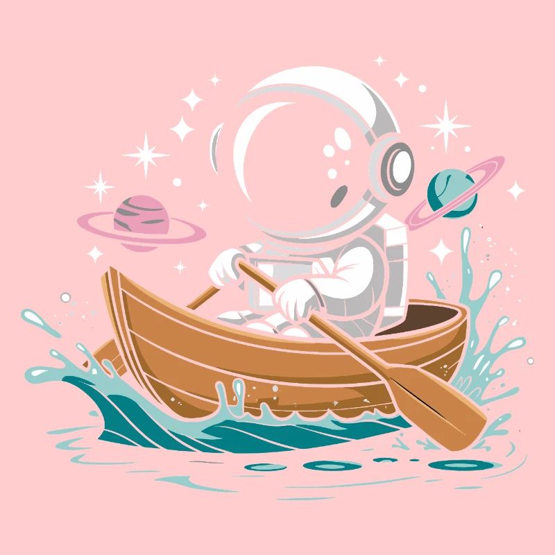 Ein Astronaut, Boot, Paddelboot