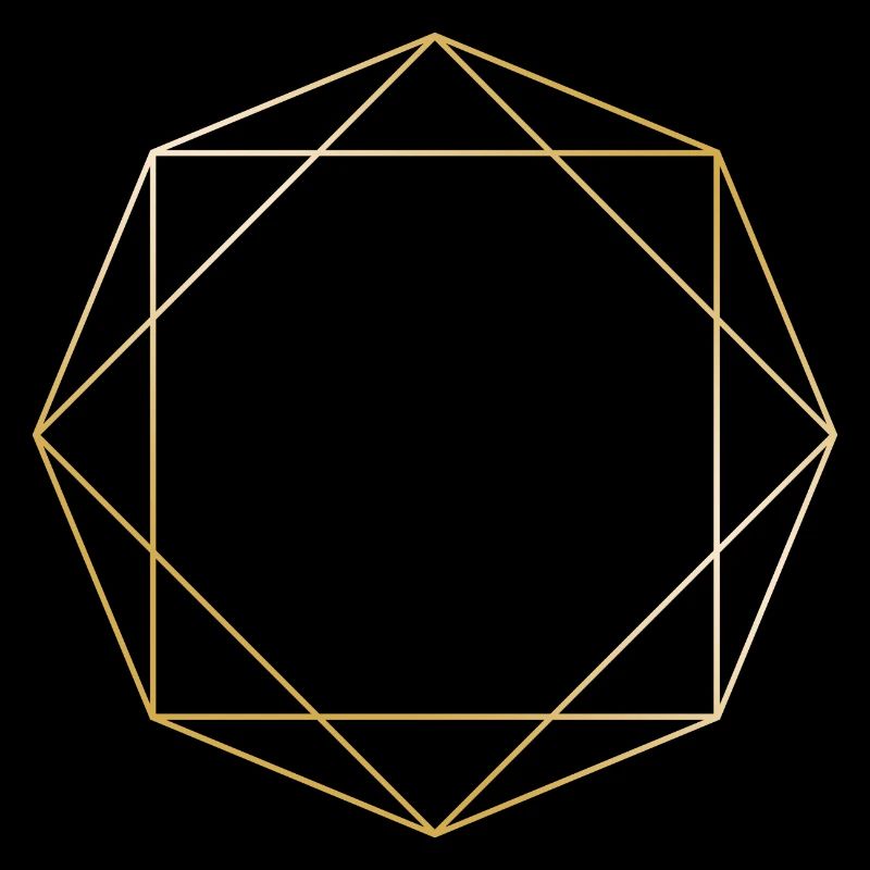 Symboles formes cadeau octogone triangle ligne d'or