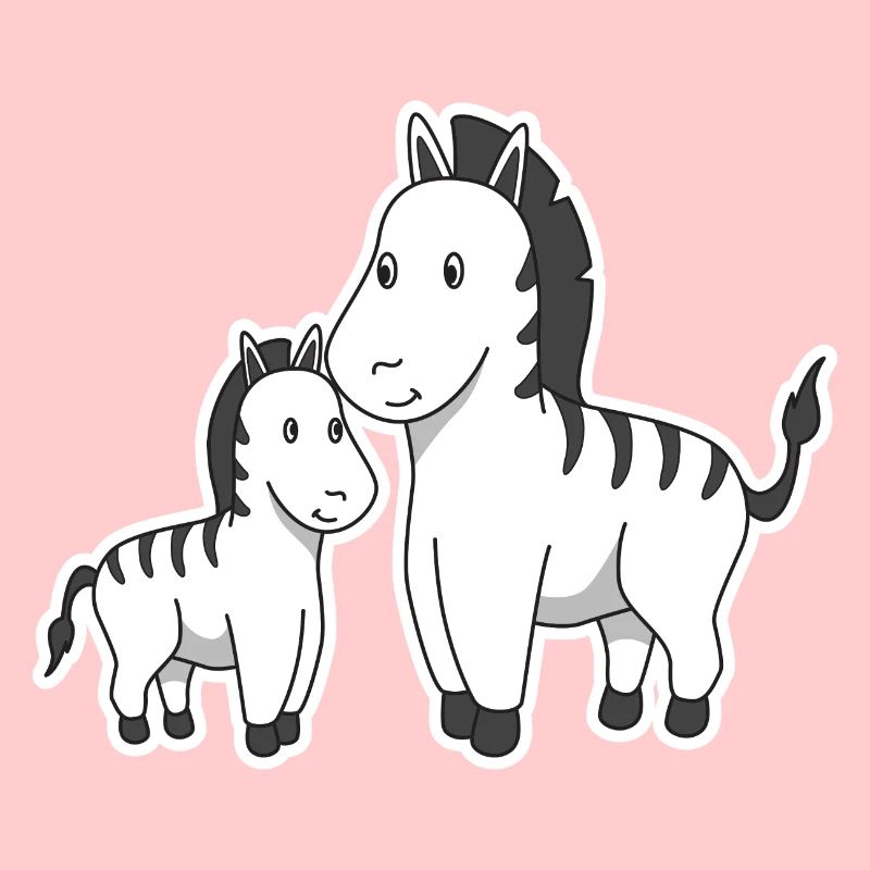 Zebra Mutter Kind Muttertag Geschenk Tiere Comic